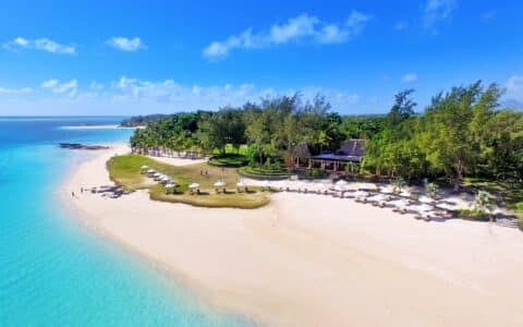 Aerial View of the Beach at Residence Mauritius