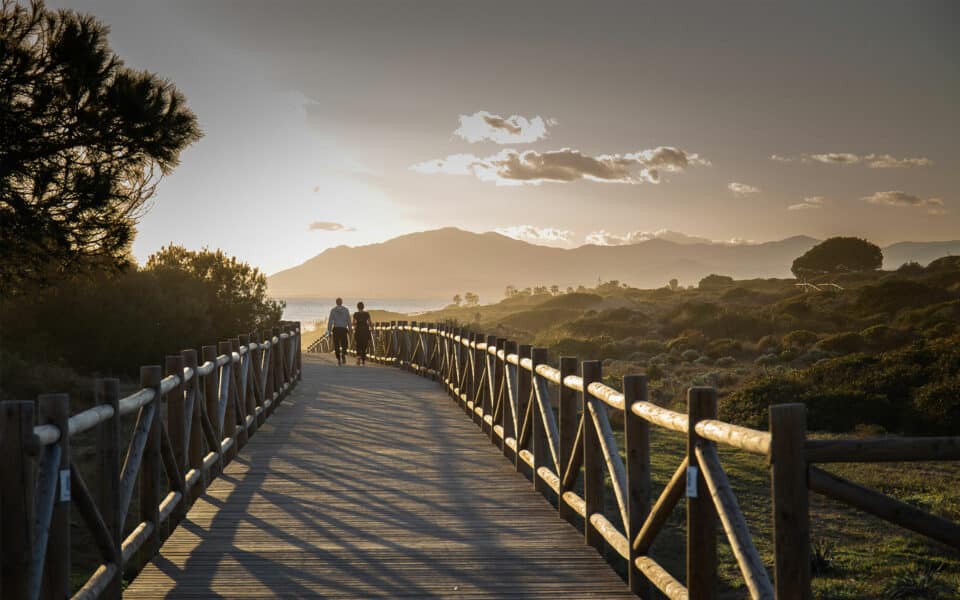 Sunset over Cabopino beach in Marbella