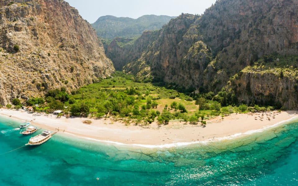 Aerial View of a Beautiful Beach in Turkey