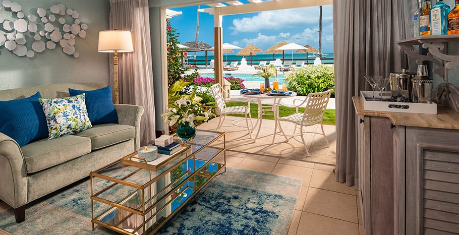 Sandals Grande Antigua Caribbean Beachfront Grande Luxe Walkout Club Level Room