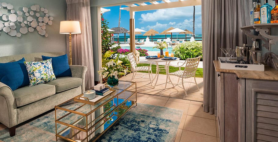 Sandals Grande Antigua Caribbean Honeymoon Beachfront Grande Luxe Walkout Club Level Room